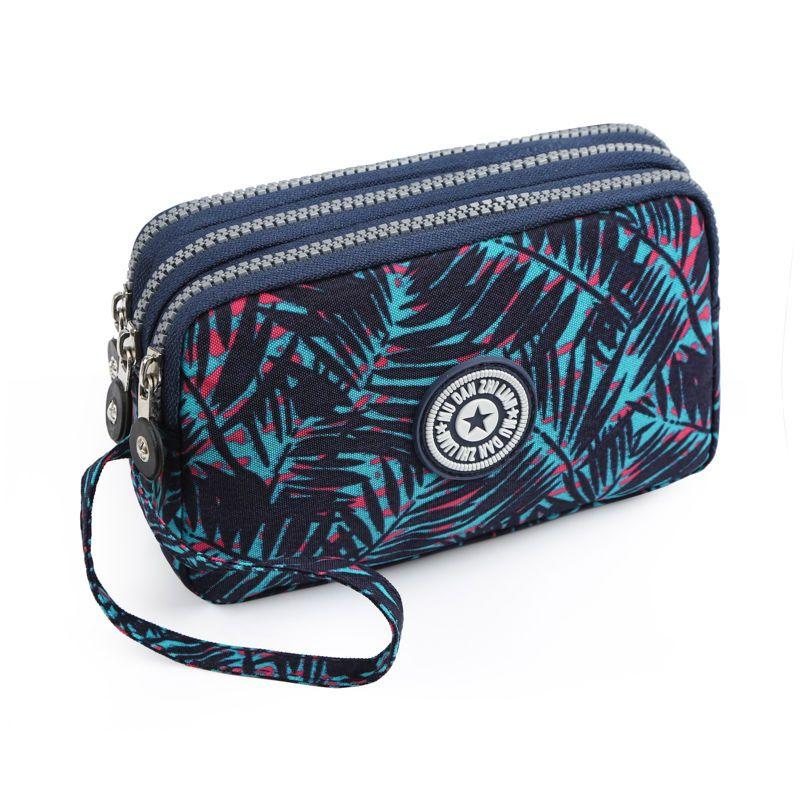 2023 Waterproof Women's Three-layer Zipper Coin Wallet Cosmetic Bag Canvas Women Purse Clutch Women's Purse Best Phone Wallet