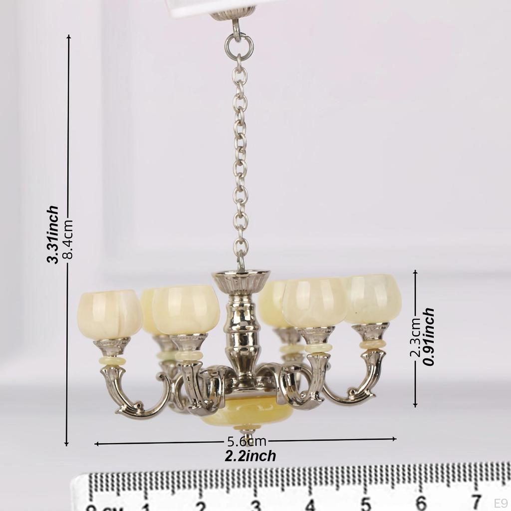 1/12 Dollhouse 6 Arm Chandelier Doll House Accessory Decoration Realistic Micro Landscape Room