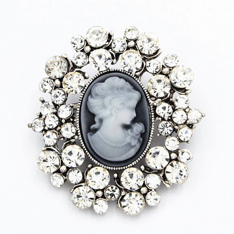 European Retro Queen Victoria Portrait Brooch, Antique Gold & Silver Fashion Lapel Pin античный серебряного