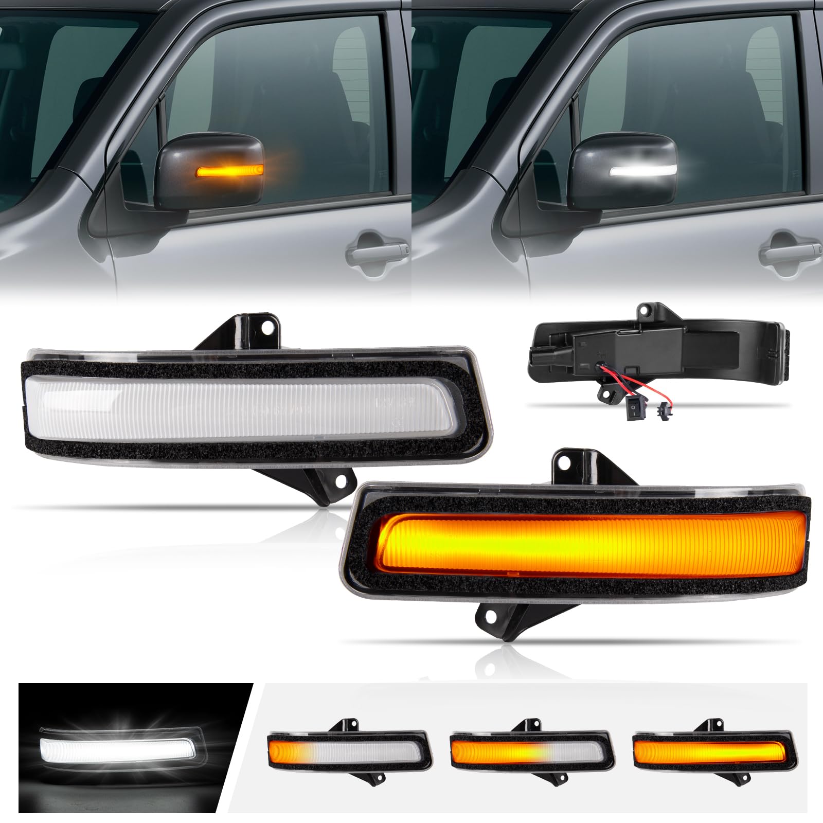 

POPMOTORZ Поворотники на зеркала заднего вида для Suzuki Jimny 2018 Полный оригинальный комплект из 2 штук Инструменты для техосмотра в комплекте JB64/JB74 (Июль - Настоящее время) - Струящийся, янтарь