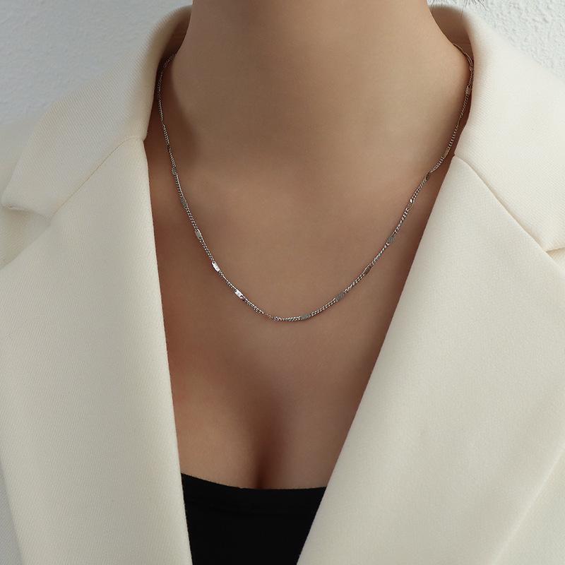 Long Tassel Double Layer Side Chain 18k Gold-Tone Titanium Steel Sexy Collarbone Necklace P336.