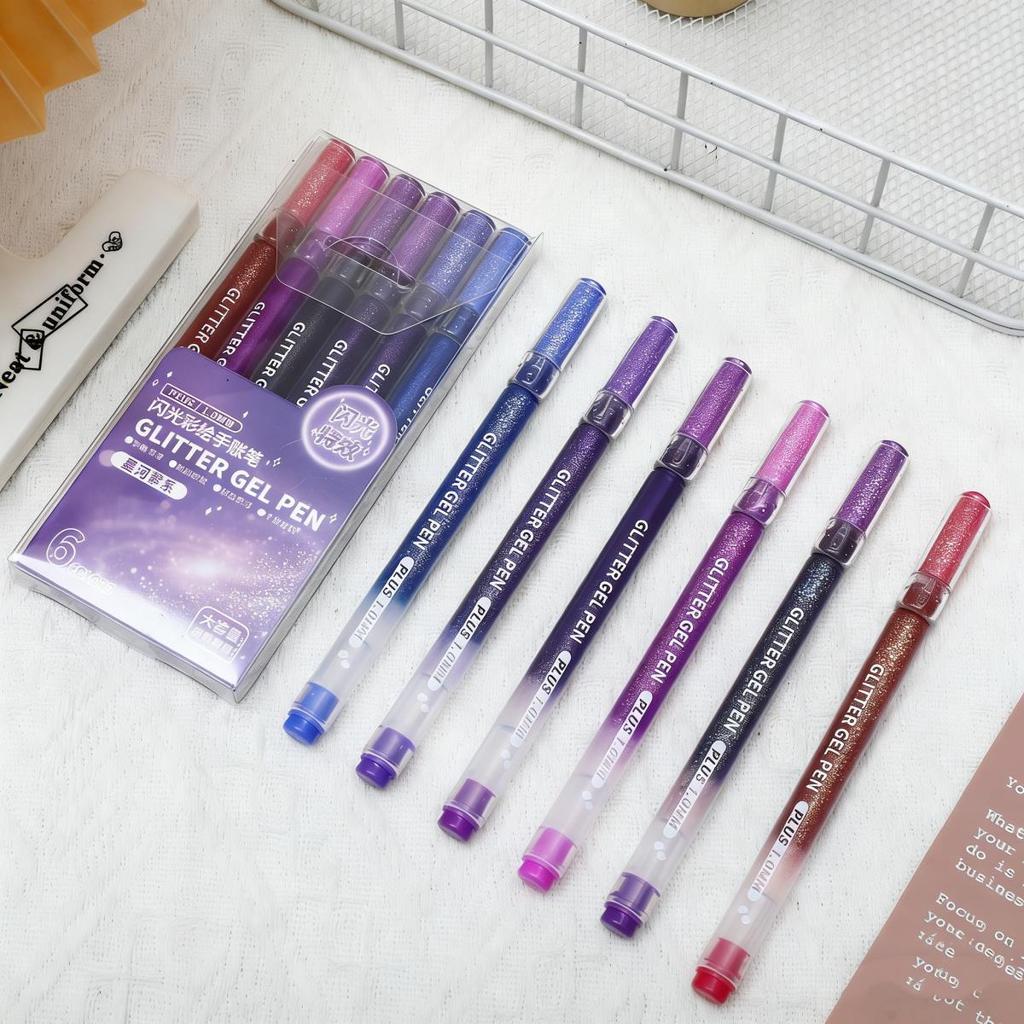Set of 6-24 Metallic Glitter Gel Pens 1.0 mm Color Ballpoint Pen Book Card Long Lasting Writing Drawing Marking Coloring DIY Art