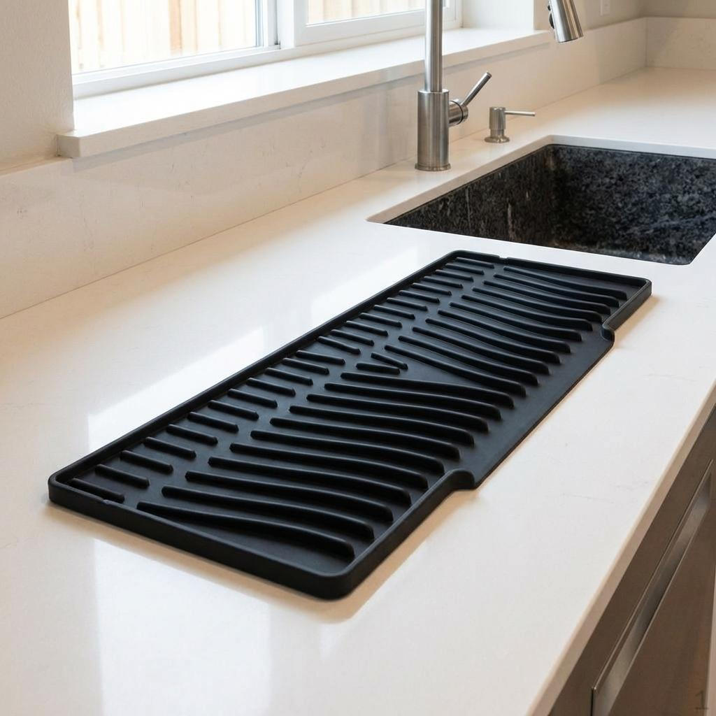 

Kitchen Sink Guard Water Catcher Mat Silicone Draining Accessory Suitable for Home чёрный