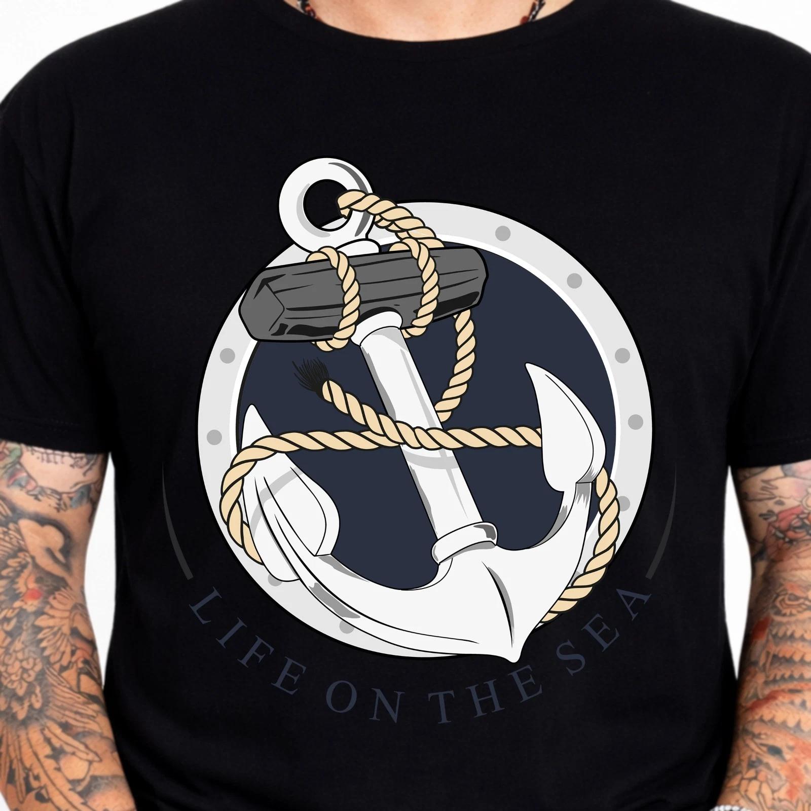 Anchor Rope Nautical Graphic T-Shirt Sailor Navy Tee Maritime Sea Boat Gift XXXL