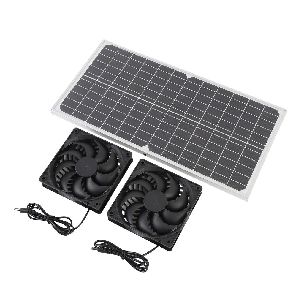80W Double Solar Exhaust Fan with Monocrystalline Silicon Panel IPX7 Rain Proof High Speed Low Noise 6.7in Solar Ventilation Fan for Pet House