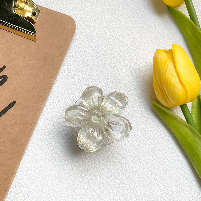 Soporte de Teléfono Retráctil Transparente Floral Japonés con Airbag para Visualización Estable en Escritorio