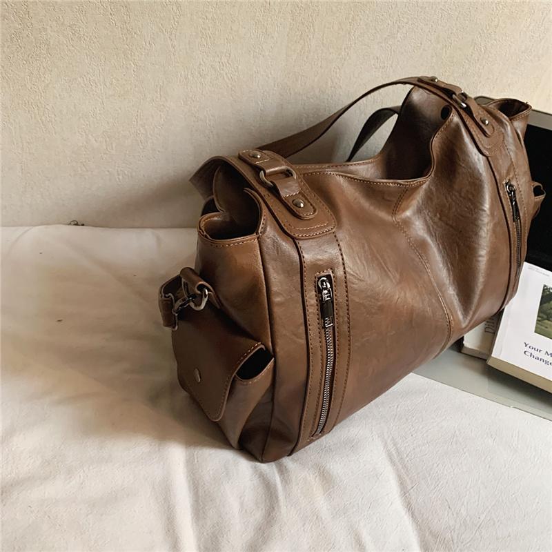 PU Tote Bag Women's Large Capacity Shoulder Handbag with Zip Pockets Casual Fashion Everyday Carry Bag