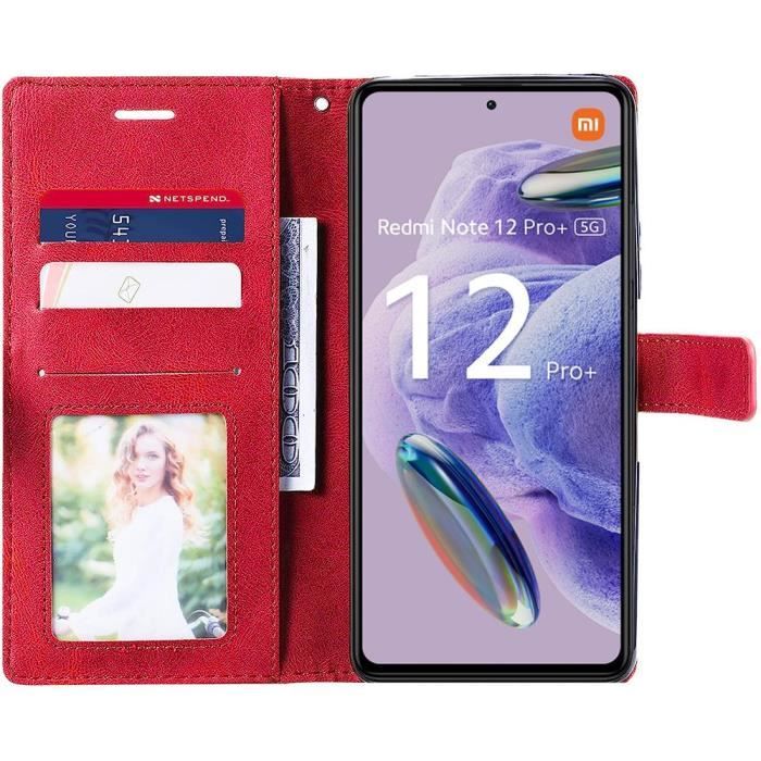 Case for Xiaomi Redmi Note 12 Pro Plus 5G - E.F.Connection - Red - Leather Effect - Card Pocket - Semi-rigid