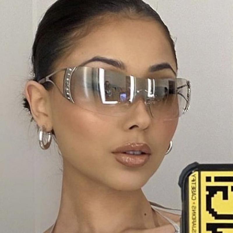 2000S Retro One Piece Sunglasses Women Men Luxury Oversized Wrap Around Sun Glasses UV400 Ladies New Fashion Eyewear Shades