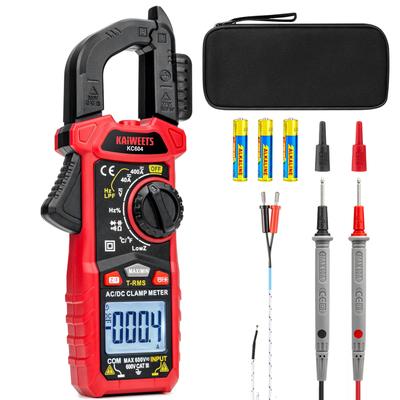 KAIWEETS AC/DC Clamp Meter, 4000 Count, D-Jaw, T-RMS, AC/DC Current, AC/DC Voltage, LowZ & LPF, NCV, Continuity, Capacitance, Resistance, Temperature,