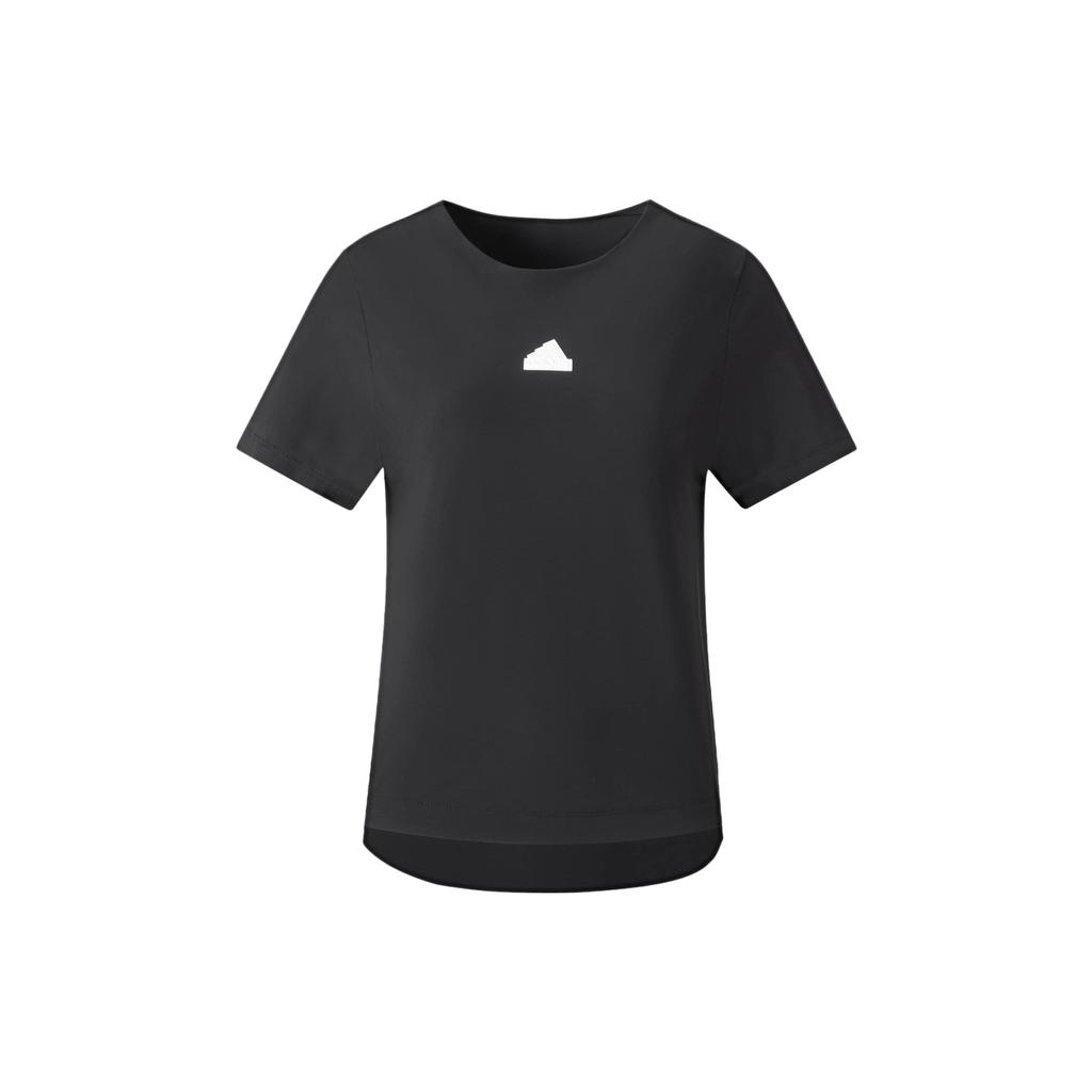 Adidas Logo Round Neck Short Sleeve T-Shirt Women Tops Black IT4360
