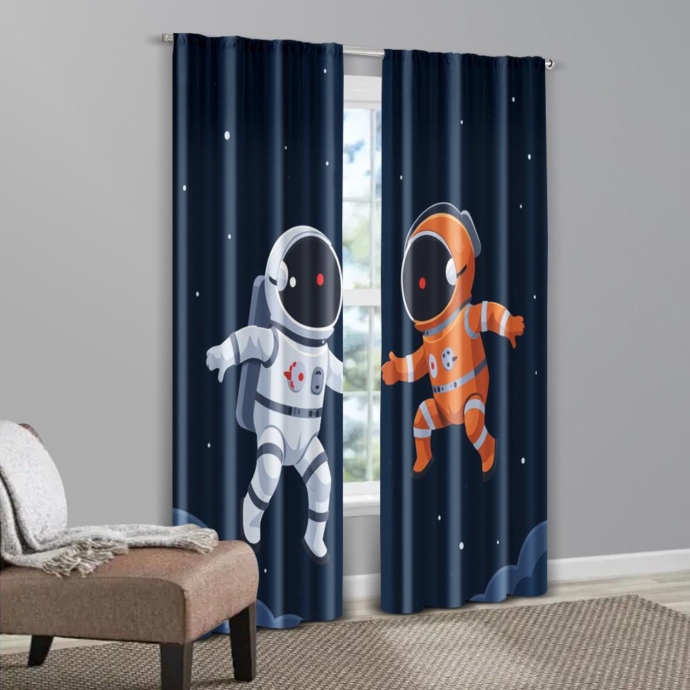 2pcs, Curtains Astronaut Space Astronaut Fabric (without rod) Stuff Clearance Use for Living Room, Office, Kitchen, Bedroom,