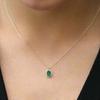 Huitan Temperament Women Necklace with Oval Green Cubic Zircon Pendant Elegant Female Neck Accessories Wedding Eternity Jewelry