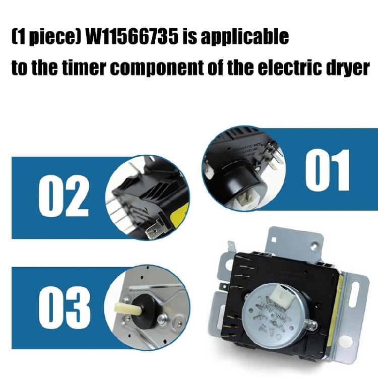 W11566735 Dryer Timer Accessories for W11685947 4981088 AP7215858 PS17216594 EAP17216594 FIX17216594 162-428-1 Dryer