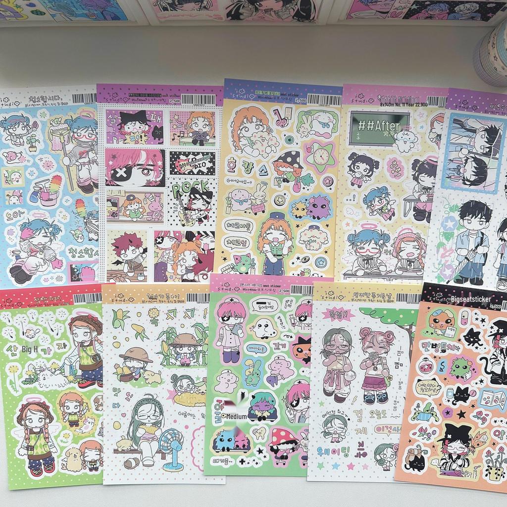 Korean Style Cute Girl Cartoon Stickers for Journaling and Daily Fun