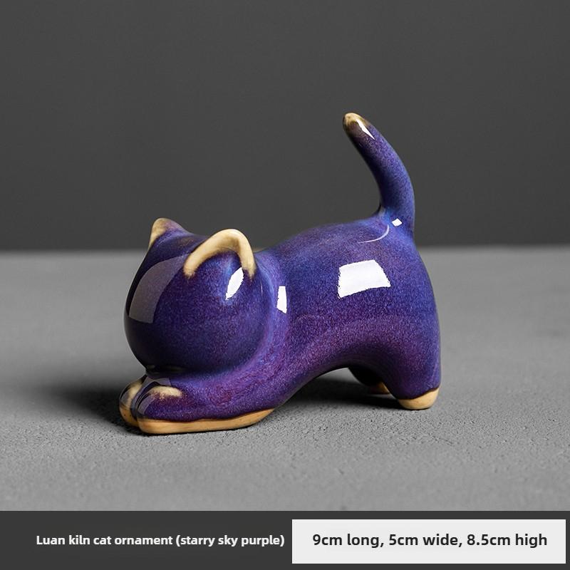 

Милый керамический котенок, украшение для стола, гостиная, креативный чайный столик, небольшой изысканный декор, аквариум, пейзаж, чай, питомец Gift box style