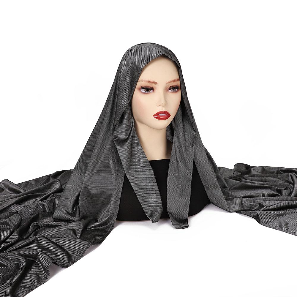 High Quality Instant Hijab With Band Muslim Women Hijab Plain Premium Scarf Bright Silk Headscarves Wide Edges Shawl