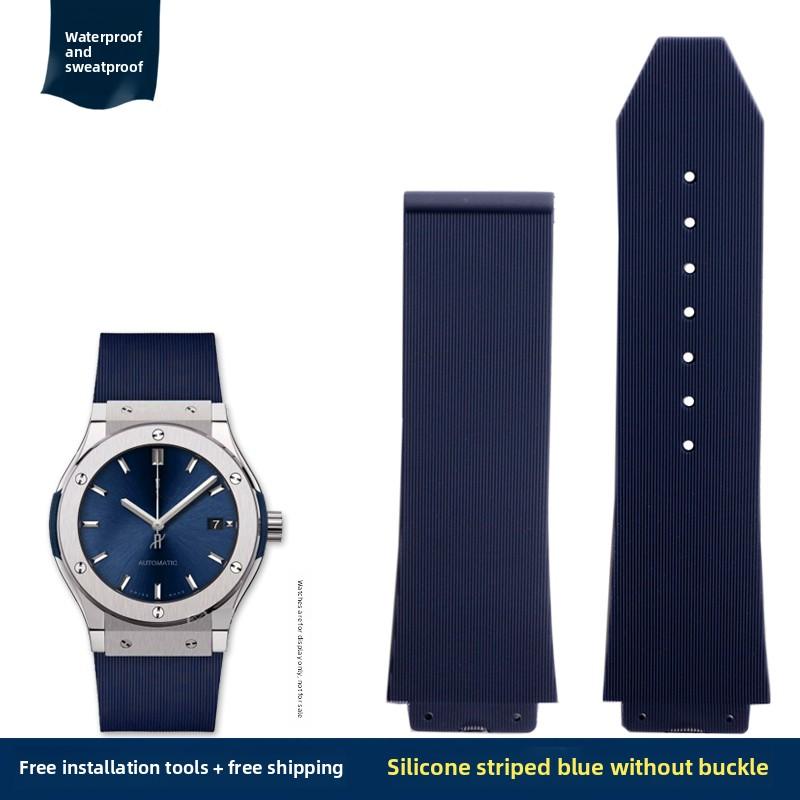 Herren Silikon Uhrenarmband für Hublot Schweißfestes Uhrenarmband Yubo Big Bang Classic Gummi 26x19mm 24x17mm Blau Braun Zubehör