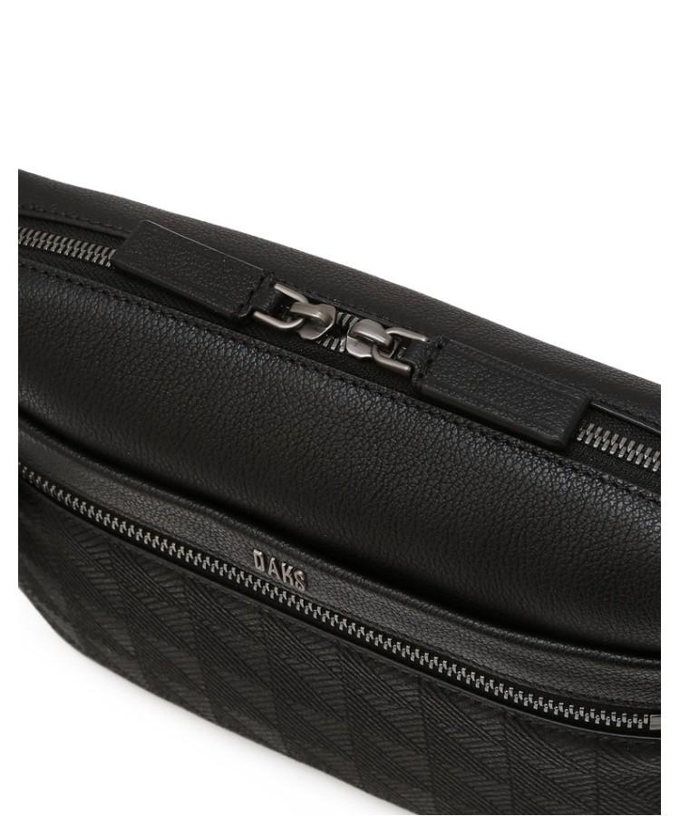 Daks Men'S Accessories Black Logo-Detailed Cowhide Crossbody Bag_Dbba6E267Bk