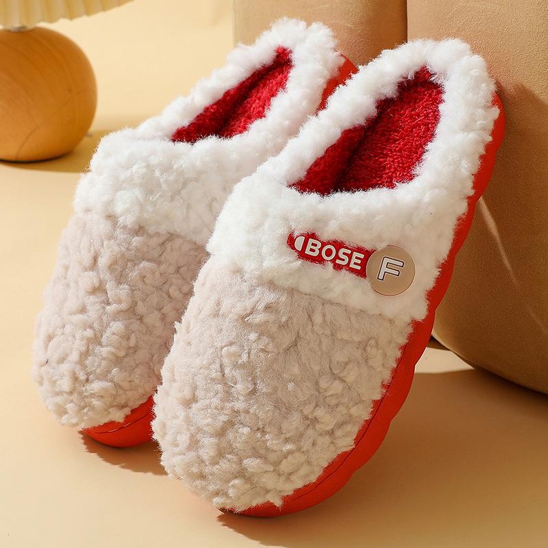 Winter Fur-Slippers: Women's & Men's Cozy Cotton, Velvet-Lined, Thick Sole for Indoor Warmth