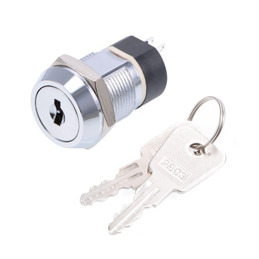 2NO 2NC Electric Keylock 2 Positions Push Button Switch Durable   DIY