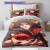 Juego de Ropa de Cama con Estampado de Dibujos Animados Colcha Funda de Colcha Funda de Almohada Decoración del Hogar Regalo de Cumpleaños (1 * funda nórdica + 2 * fundas de almohada, sin núcleo)