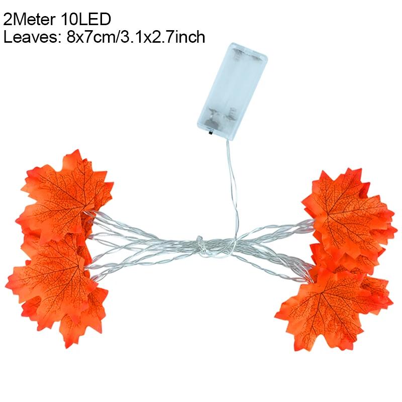 

2M 10LED Artificial Autumn Maple Leaves Garland Led Fairy Lights for Christmas Decoration Thanksgiving Party DIY Decor Halloween