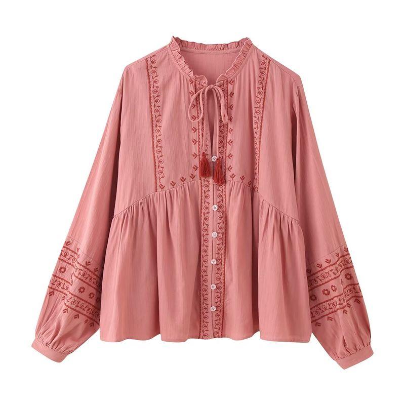 Za New Fall Women's Clothing 2025 Fashion Wind Fashion Color Contrast Embroider Long Sleeves Shirt 7200042 172