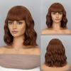 Blue Bob Wigs with Bangs for Women Short Colorful Wavy Curly Synthetic Wig for Cosplay Halloween Costume Party Use