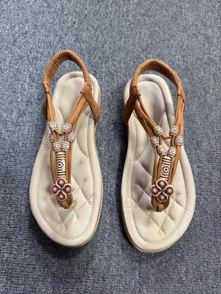 Women's Plus Size Elastic Band Soft Sole Flip-Flops - European & American Summer Sandals for Beach