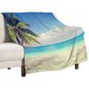 Palm Tree by the Calm Beach Throw Blanket Loose Decorative Beds Sofa Quilt Summer Beddings Blankets