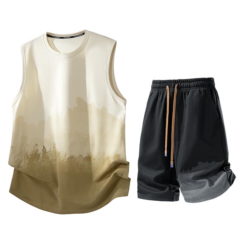 Men's Summer Casual Running Speed Dry Ice Silk Sports Set Men's Two Piece Set