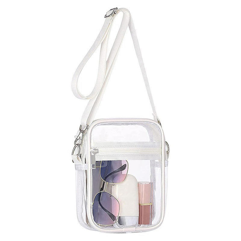 Women PVC Transparent Shoulder Crossbody Bag Fashion Waterproof Transparent Handbags Sports Zipper Shoulder Bag Cross Bags