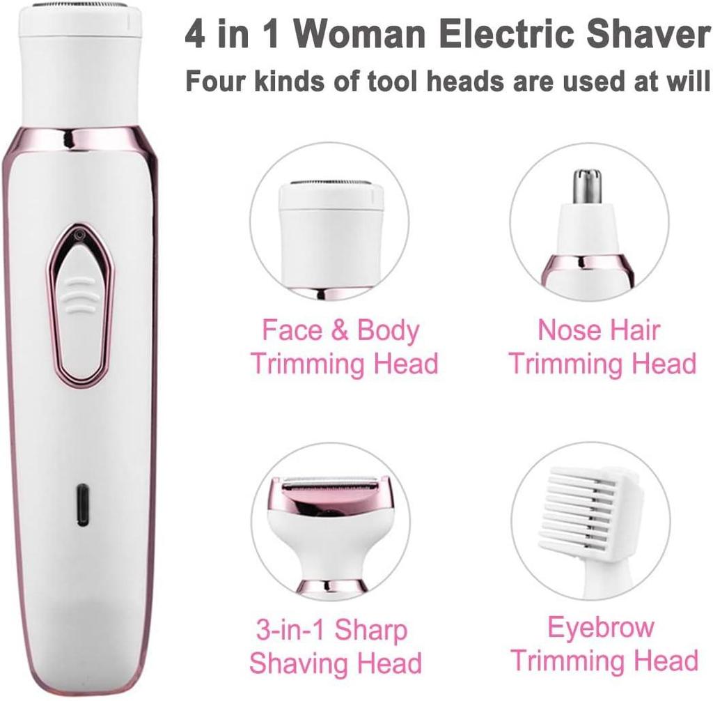 Electric Razor for Women Hair Trimmer for Face Nose Eyebrow Beard Mustache Arm Leg Armpit Bikini Painless Portable Body Shavers Set