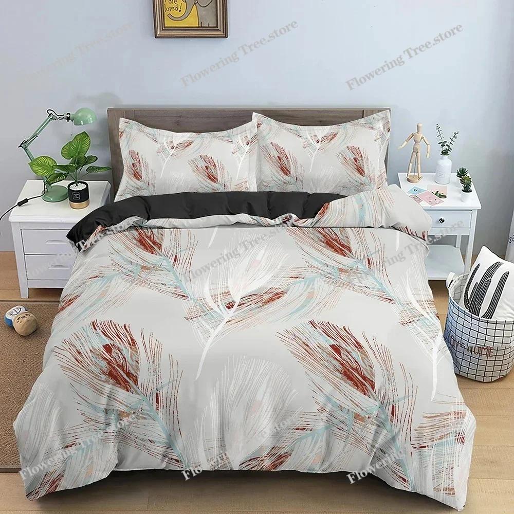 Feathers Pattern Bedding Set Duvet Cover Comforter Covers For Bedroom Twin King Size Soft Quilt Cover With Pillowcase