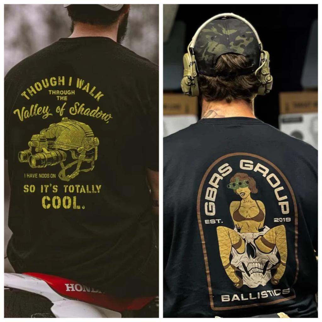 2025 NOVÉ GBRS Tactical Pánské tričko Americký klasický potisk Krátký rukáv Retro Kulatý výstřih Vojenský fanoušek Streetwear Módní top