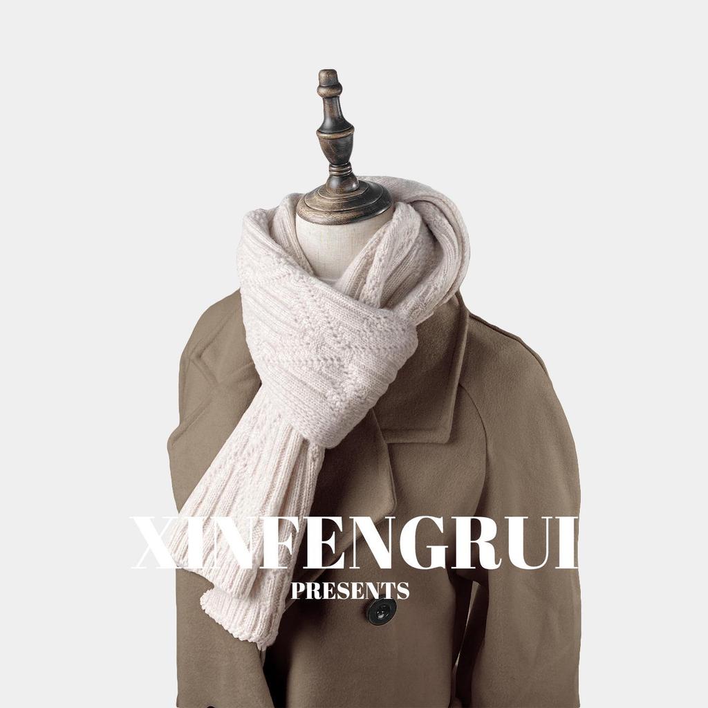 Women's Thickened Red Wool Scarf - Warm, Versatile, and Perfect for Autumn/Winter 2024