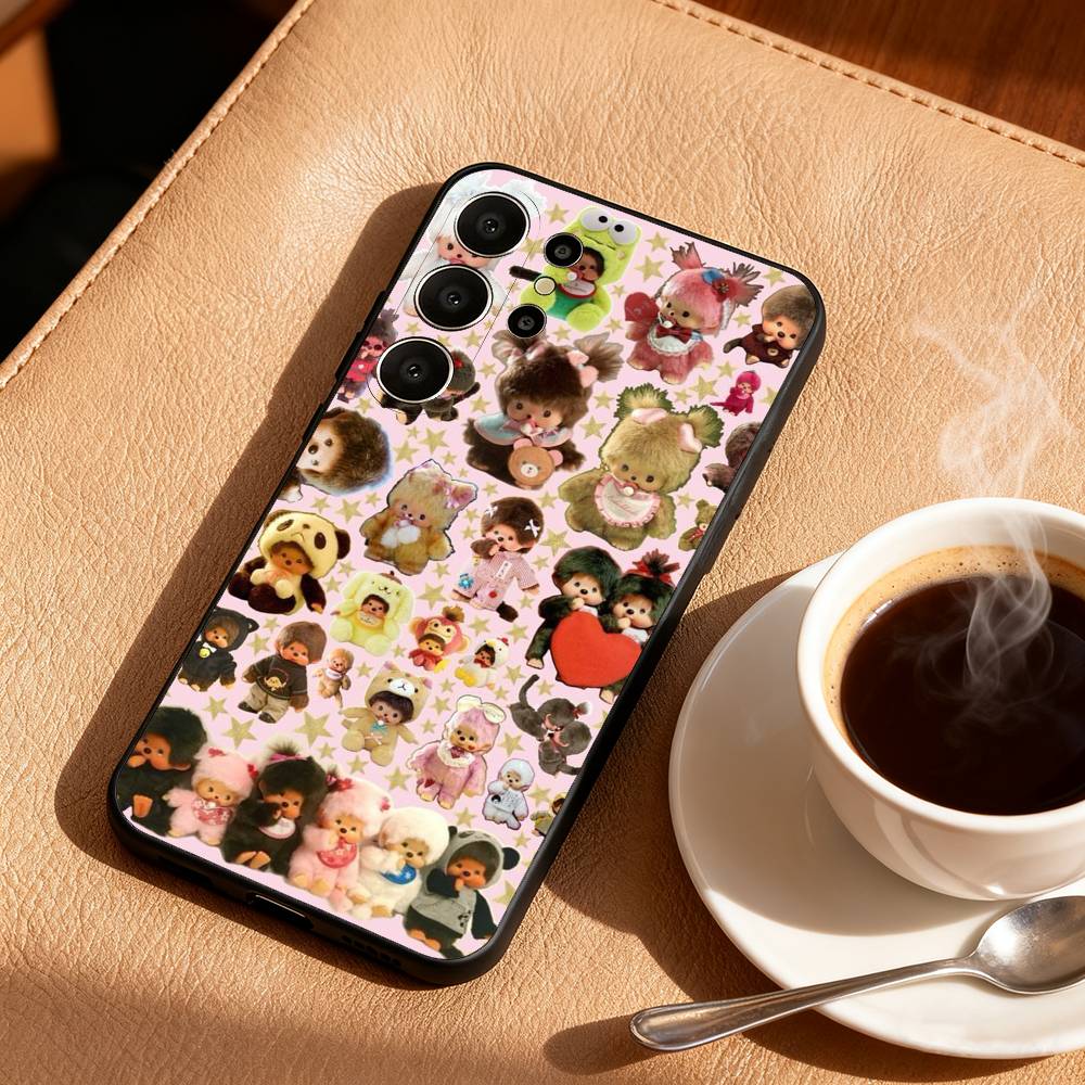 M-Monchhichi Phone Case For Samsung S25,24,23,22,30,21,10,9,Ultra,Plus,Lite,FE Black Soft Case