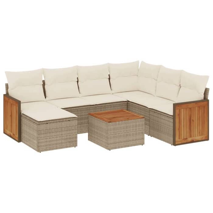 VidaXL Garden Lounge Set with Cushions 8 Pcs, Patio Sofas, Patio Furniture Set, Outdoor Furniture, Beige 3227892