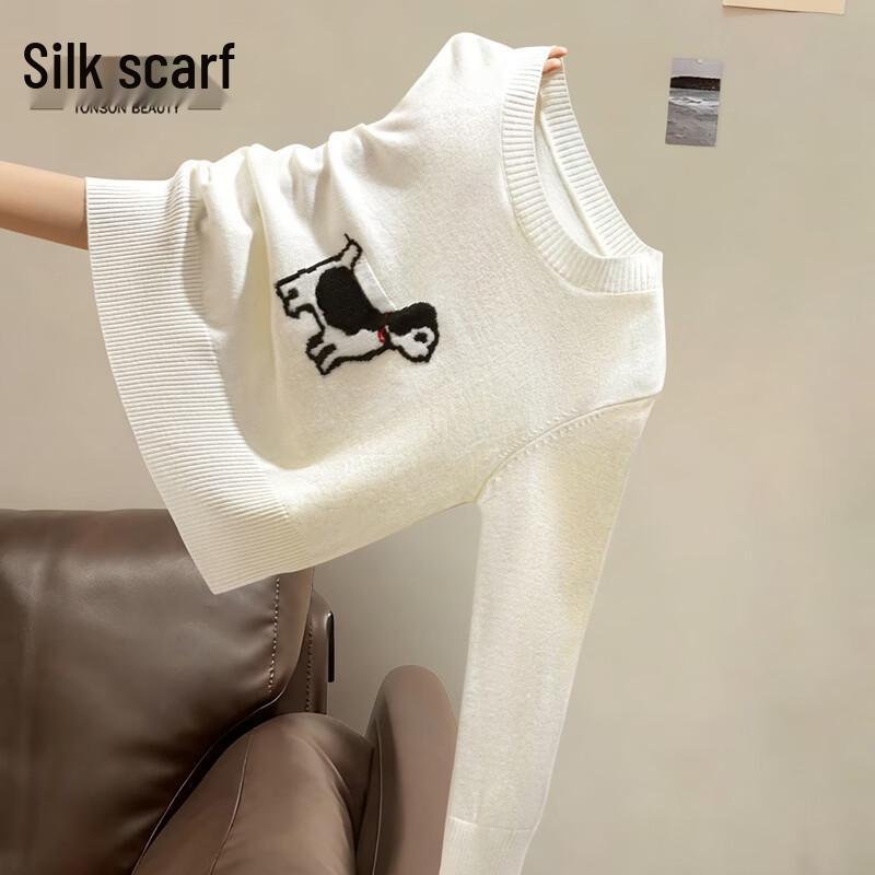 Women s Cartoon Pattern Knit Pullover Sweater One Size