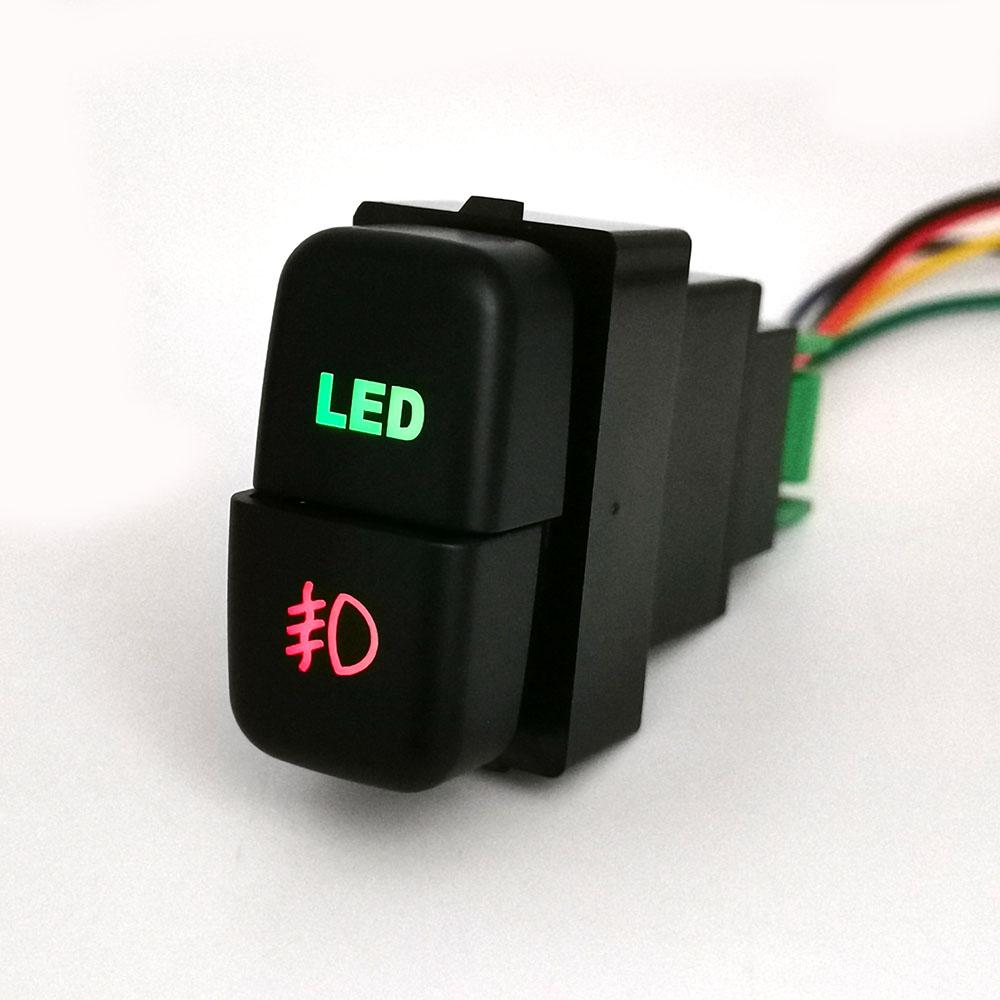 DC12V Car Dual key Switch LED DRL Fan Power on off Radar Switch Button with wire For Mitsubishi Pajero Triton ASX Lancer
