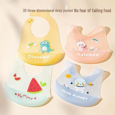 Silicone Waterproof Lightweight Baby Bib - Summer Style for Infants, Thin Design, Ideal for Feeding and Drooling.