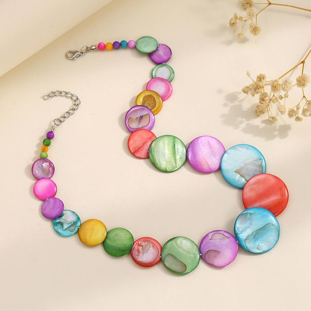Natural Round Shell Necklace Handmade Simple Personality Versatile Beach Jewelry