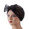 Atmungsaktiver Stoff Polka Dot Netzhaube Falten Spitze Turban Damen Kopftuch Hut Gefaltetes Design Schicke Beanie Mütze Sommersaison