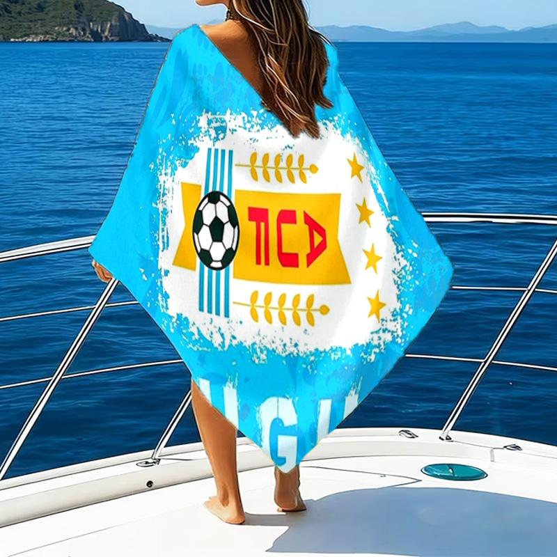 Toalla de Playa con Diseño de Escudo de Club Impreso, Microfibra Súper Suave, Regalo Perfecto Cumpleaños, para Piscina, Playa, Viajes, para familia y amigos