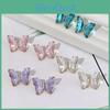 None Crystal Butterfly Earrings With Diamond Embellishments For Women