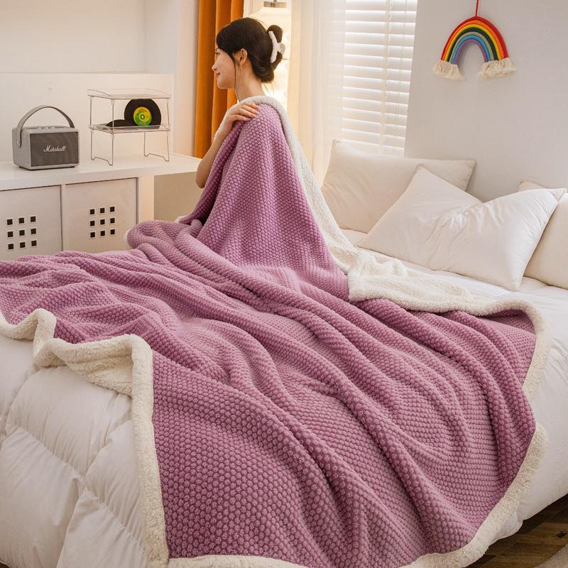 Winter Double-Layer Lambswool Flannel Blanket for Office or Nap Use