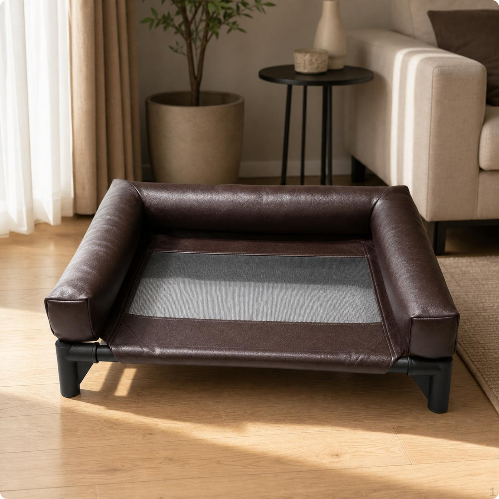 Elevated Dog Bed with Side Cushion
