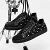 Fashion Sneakers Casual Men Designer Rivet Bling Punk Board Shoes Fashion Microfiber Leather Fabric Height Increased Flat Platform Shoes