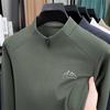Men's 2025 Solid Color Stand Collar Zipper T-Shirt - Long Sleeve Casual Autumn Pullover
